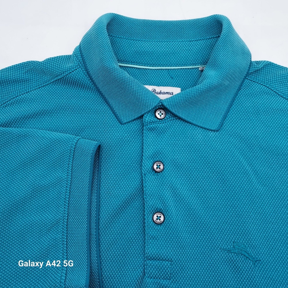 Tommy Bahama Men's Turquoise Polo Shirt Short Sleeve Casual Top